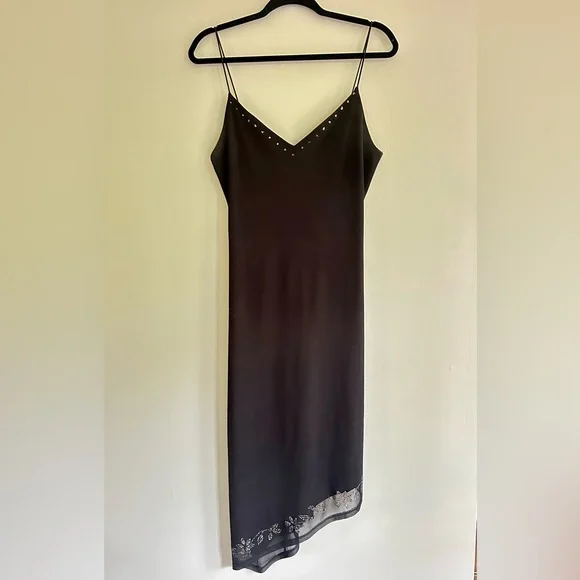 Y2K BYER TOO! Asymmetric Sparkly Midi Slip Dress Whimsigoth Fairy Grunge Sz L - Picture 3 of 15
